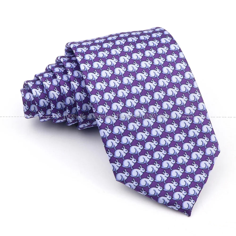 New Men's Soft Silk Tie Creative Graffiti Chemistry Physical  Animal Necktie Daily Wear Cravat Wedding Business Party Gift