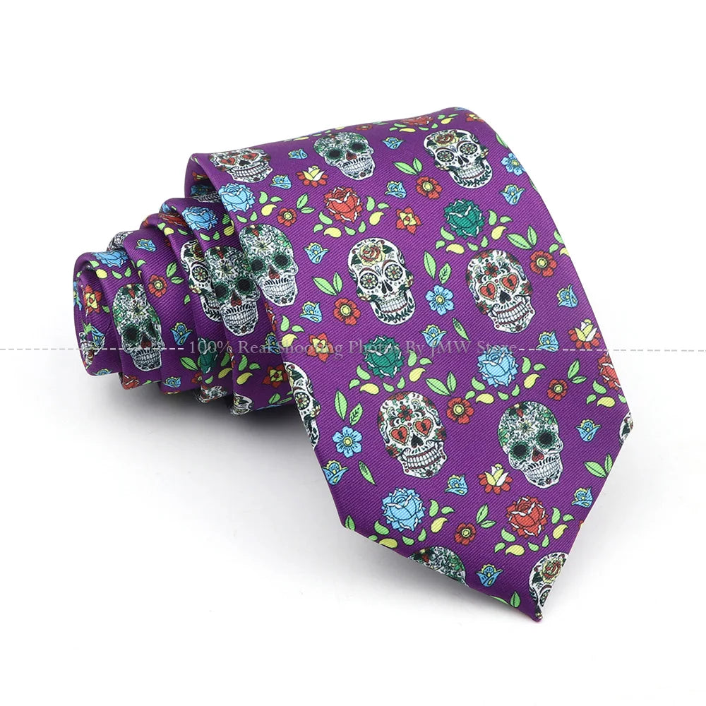 New Men's Soft Silk Tie Creative Graffiti Chemistry Physical  Animal Necktie Daily Wear Cravat Wedding Business Party Gift