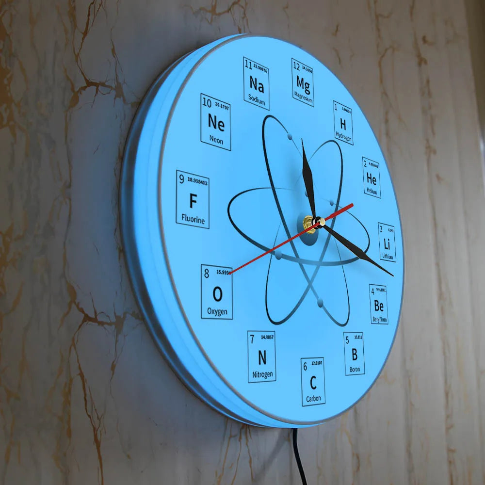 Chemical Element Periodic Wall Clock Chemistry Time Keeper Room Accents Classroom Wall Art Chemical Symbols Modern Wall Clock