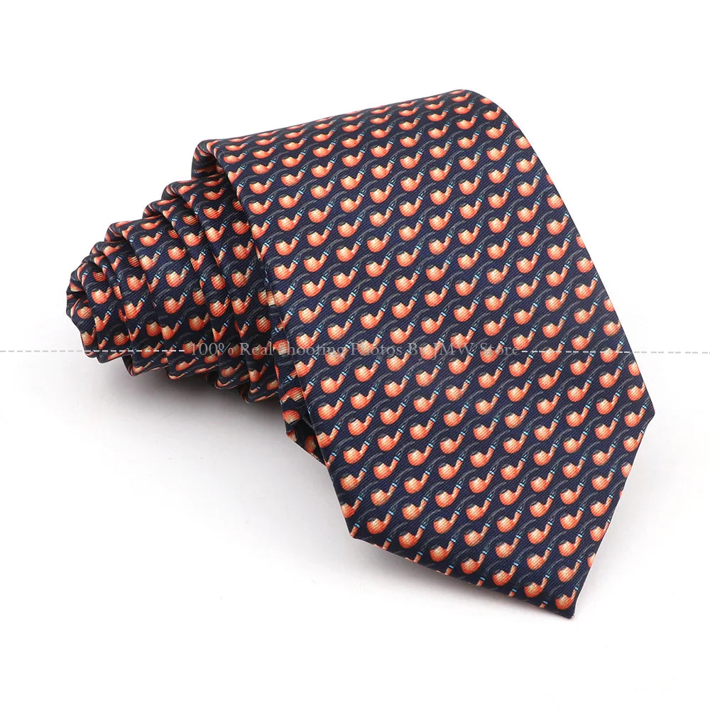 New Men's Soft Silk Tie Creative Graffiti Chemistry Physical  Animal Necktie Daily Wear Cravat Wedding Business Party Gift