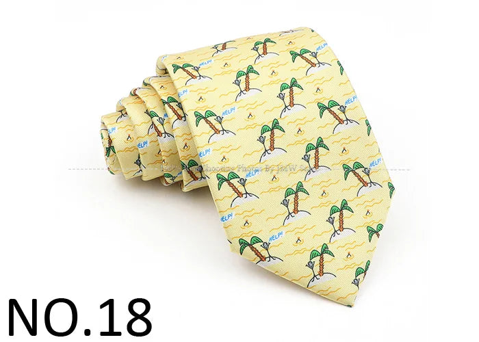 New Men's Soft Silk Tie Creative Graffiti Chemistry Physical  Animal Necktie Daily Wear Cravat Wedding Business Party Gift