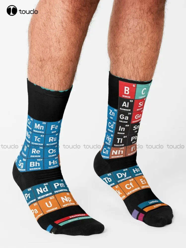 Periodic Table Of The Elements Socks Black Soccer Socks Cartoon Comfortable Best Girls Sports Street Skateboard Socks Streetwear