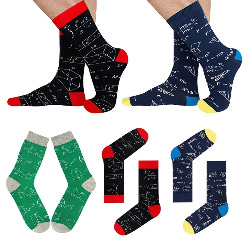 Mathematical Formula Print Socks Geometry Abstract Math Funny Tube Hosiery
