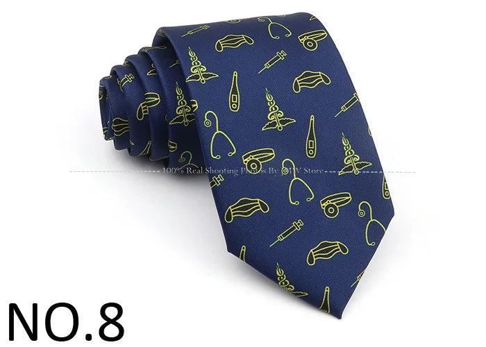 New Men's Soft Silk Tie Creative Graffiti Chemistry Physical  Animal Necktie Daily Wear Cravat Wedding Business Party Gift