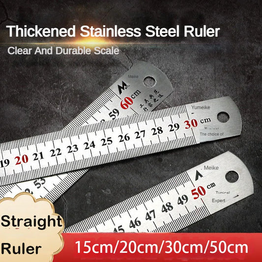 15cm/20cm/30cm/50cm Stainless Straight Ruler Steel Double Side Centimeter Inches Scale Metric Ruler Tool School Supplies Rulers