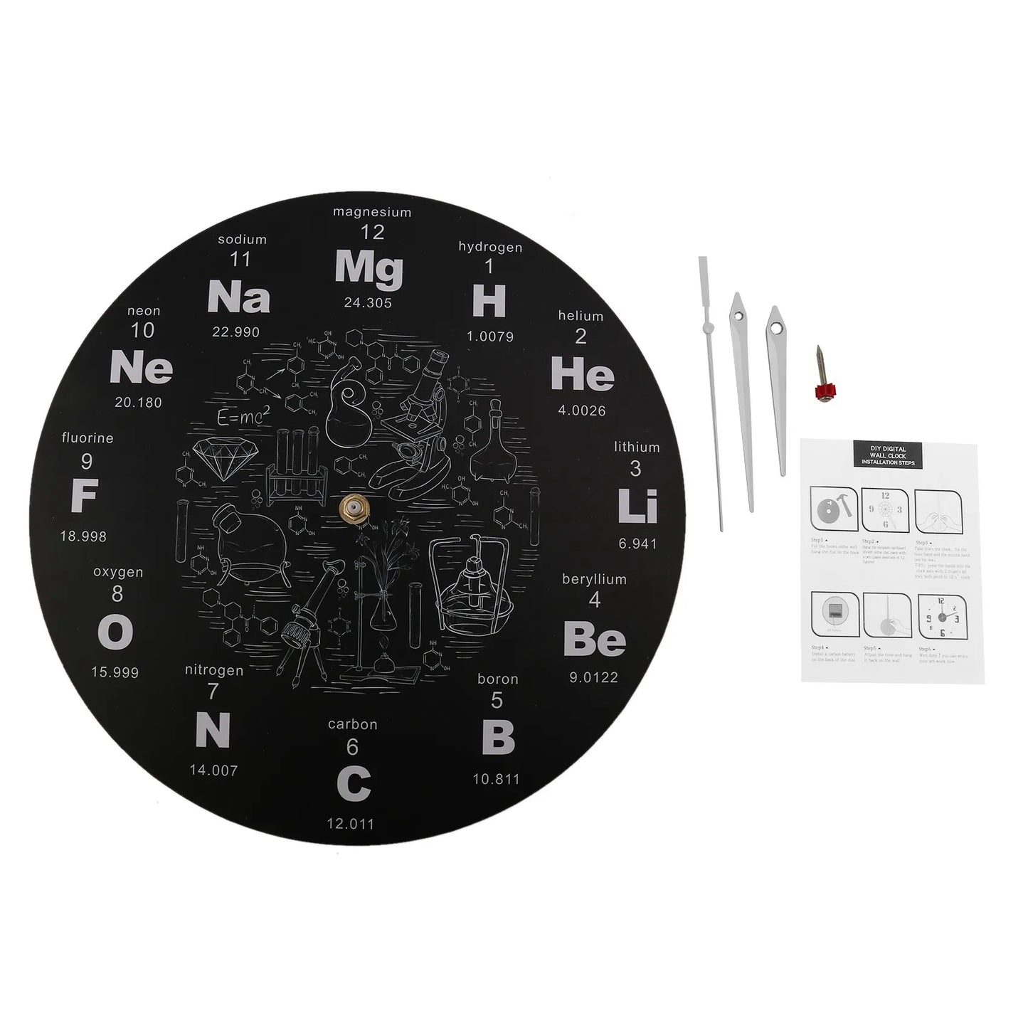Periodic Table of Elements Wall Art Chemical Symbols Wall Clock Educational ElementaL Display Classroom Clock Teacher's Gift
