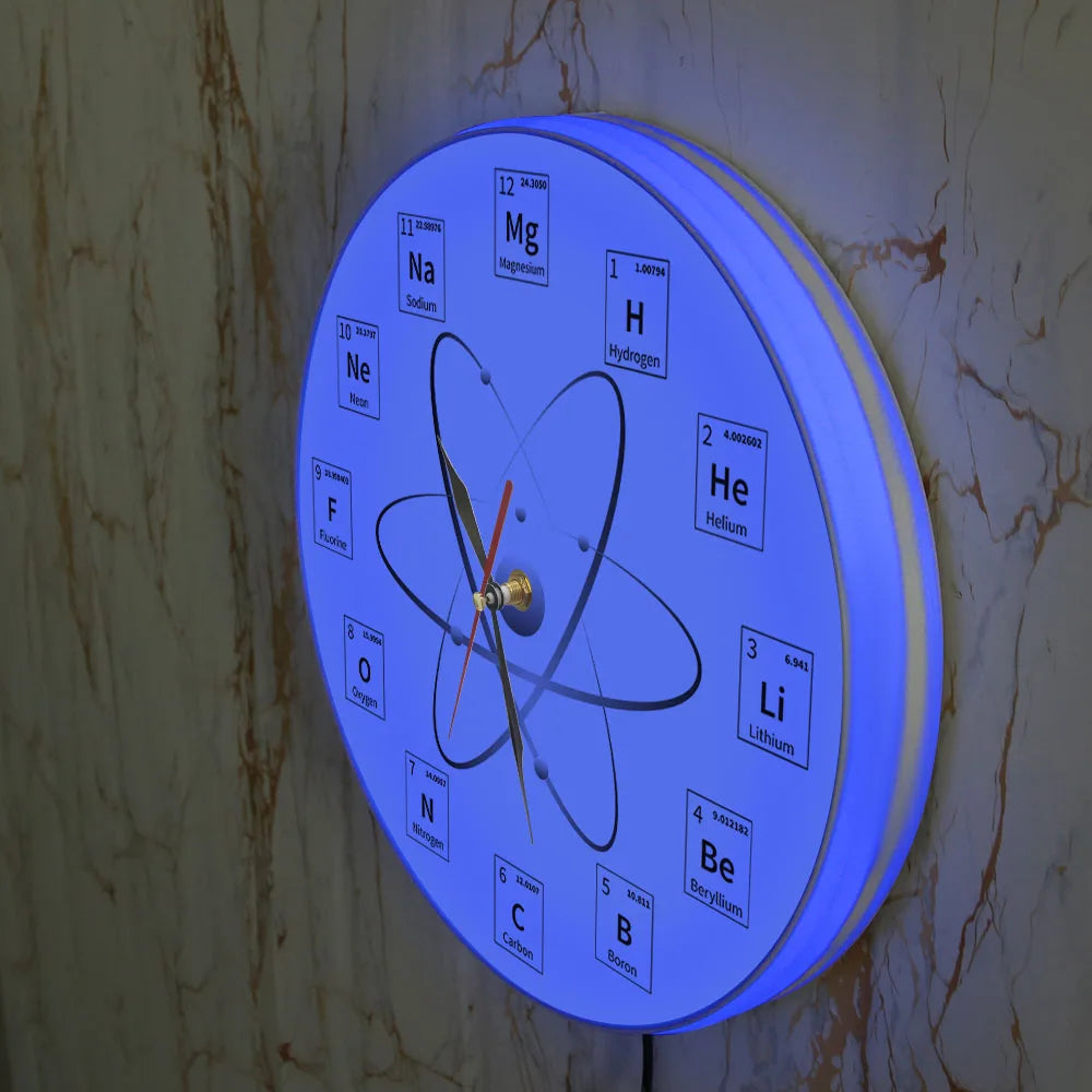Chemical Element Periodic Wall Clock Chemistry Time Keeper Room Accents Classroom Wall Art Chemical Symbols Modern Wall Clock