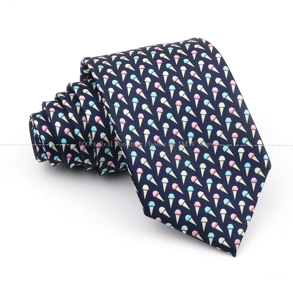 New Men's Soft Silk Tie Creative Graffiti Chemistry Physical  Animal Necktie Daily Wear Cravat Wedding Business Party Gift