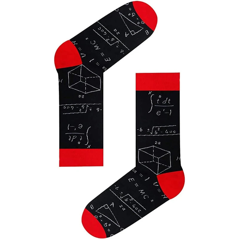 Mathematical Formula Print Socks Geometry Abstract Math Funny Tube Hosiery