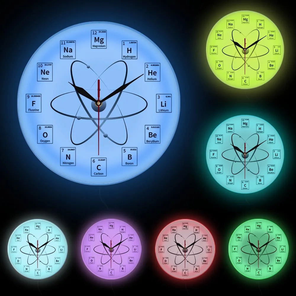 Chemical Element Periodic Wall Clock Chemistry Time Keeper Room Accents Classroom Wall Art Chemical Symbols Modern Wall Clock