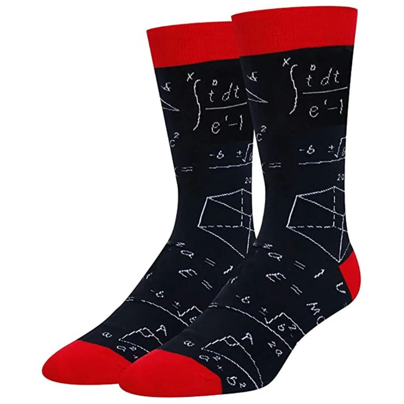 Mathematical Formula Print Socks Geometry Abstract Math Funny Tube Hosiery