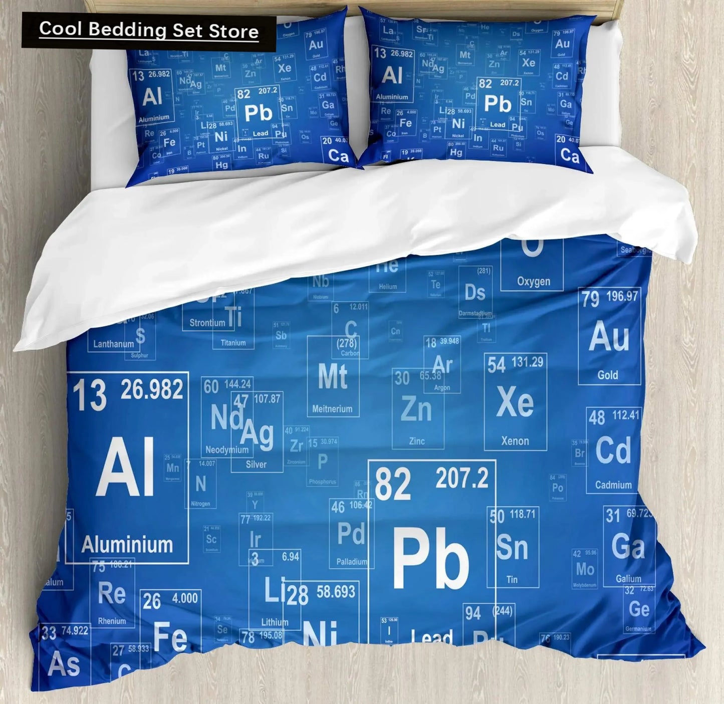 Science Duvet Cover Periodic Table of Elements Bedding Sets Chemistry Lovers Learning Image Polyester Bedding Set Blue Purple