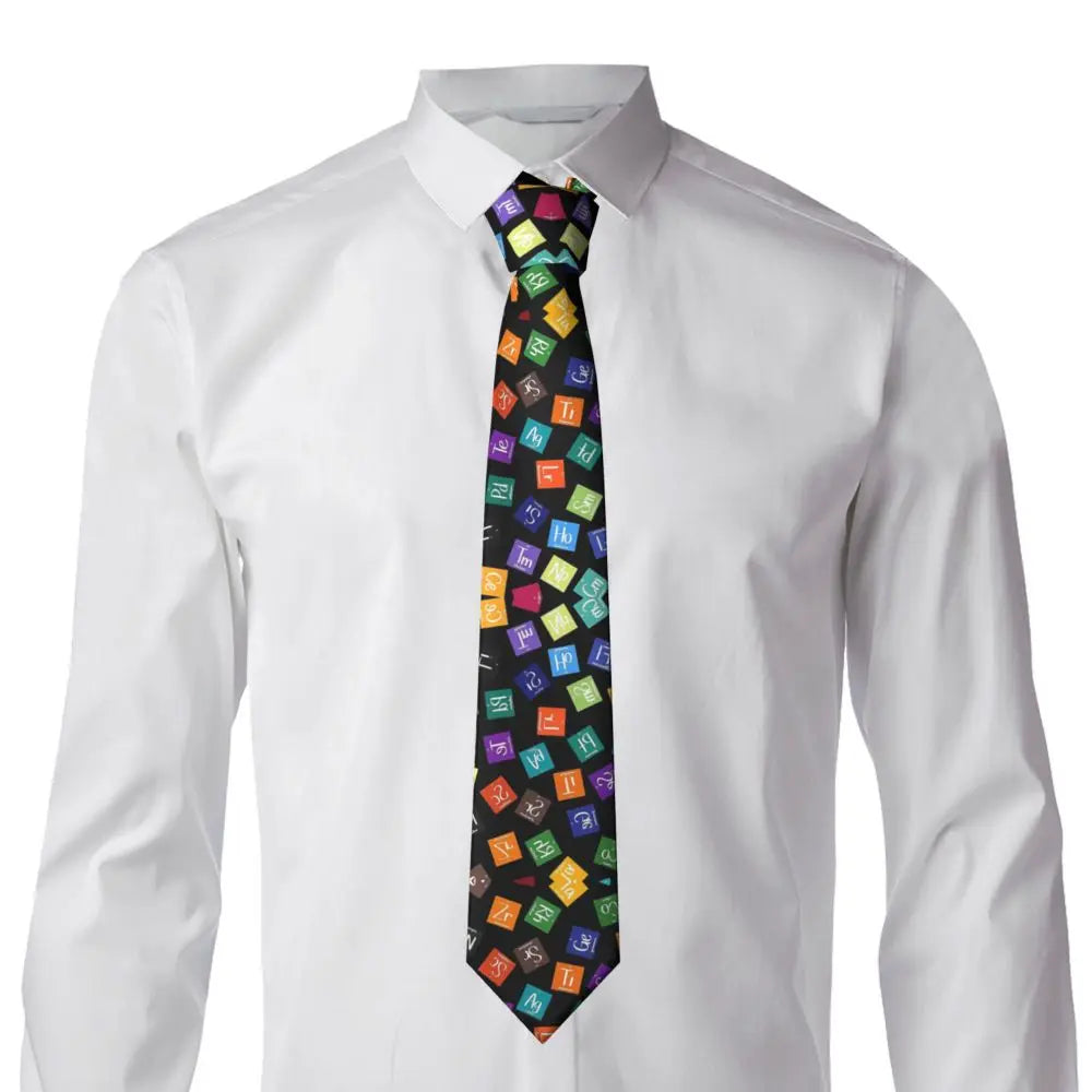 Rainbow Periodic Table Unisex Neckties Polyester 8 cm Narrow Science Chemical Elements Neck Ties for Men Cosplay Props