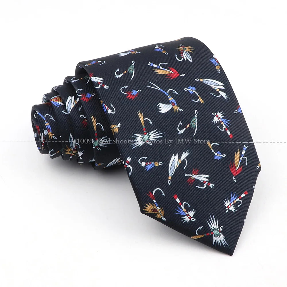New Men's Soft Silk Tie Creative Graffiti Chemistry Physical  Animal Necktie Daily Wear Cravat Wedding Business Party Gift
