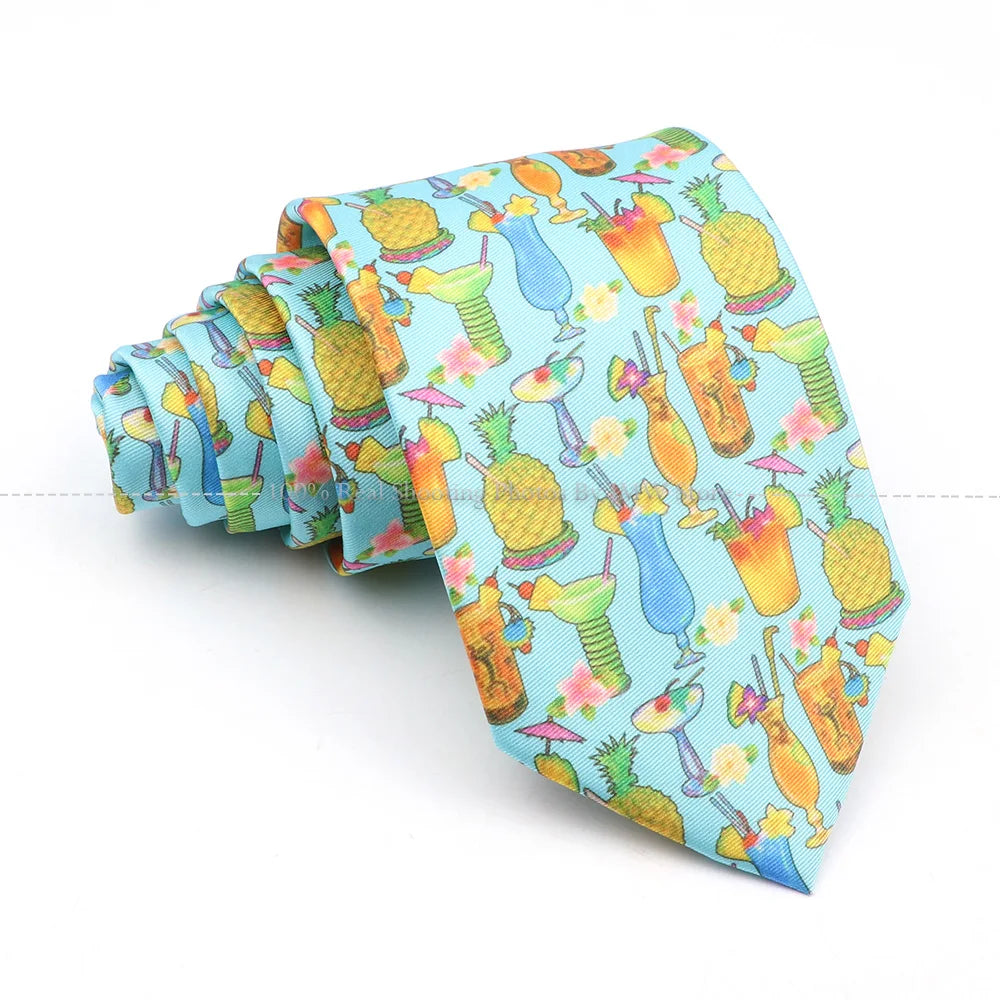 New Men's Soft Silk Tie Creative Graffiti Chemistry Physical  Animal Necktie Daily Wear Cravat Wedding Business Party Gift