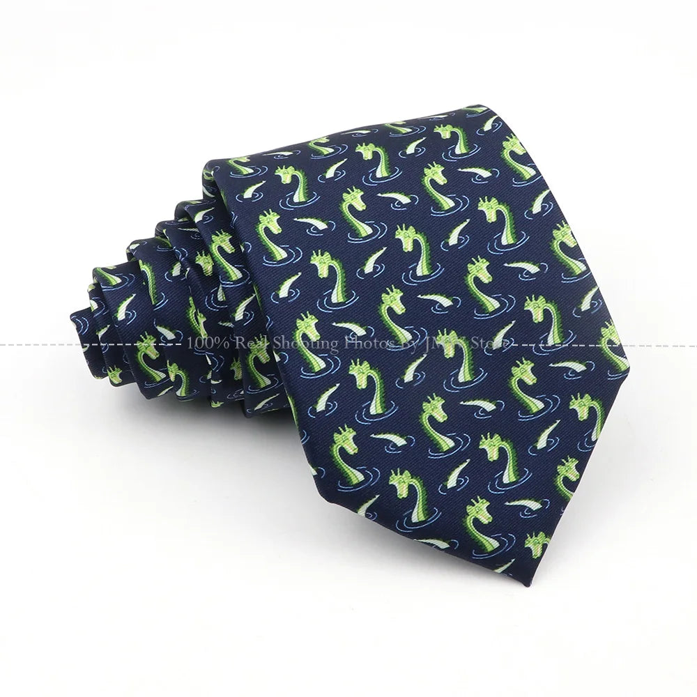 New Men's Soft Silk Tie Creative Graffiti Chemistry Physical  Animal Necktie Daily Wear Cravat Wedding Business Party Gift