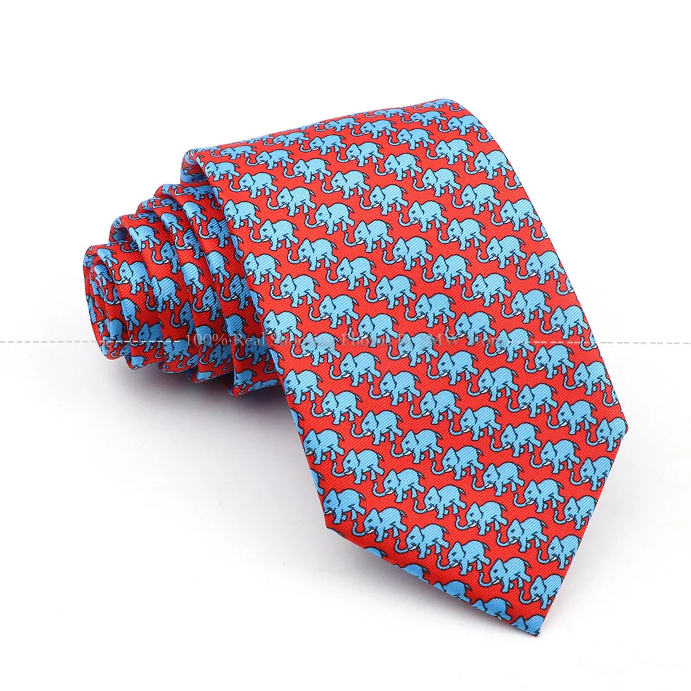 New Men's Soft Silk Tie Creative Graffiti Chemistry Physical  Animal Necktie Daily Wear Cravat Wedding Business Party Gift