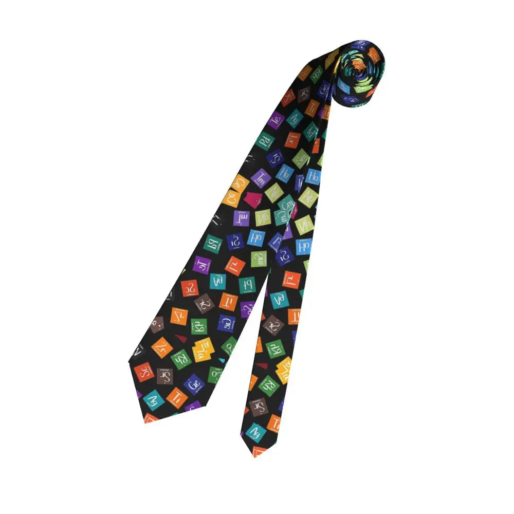 Rainbow Periodic Table Unisex Neckties Polyester 8 cm Narrow Science Chemical Elements Neck Ties for Men Cosplay Props